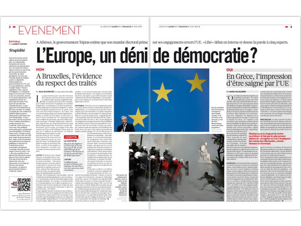 Image - Libération du 18 avril 2015 - pages 2 et 3